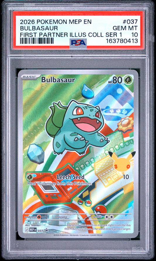 2026 Pokemon Black Star Promo #037 Bulbasaur First Partner Ser 1 PSA 10