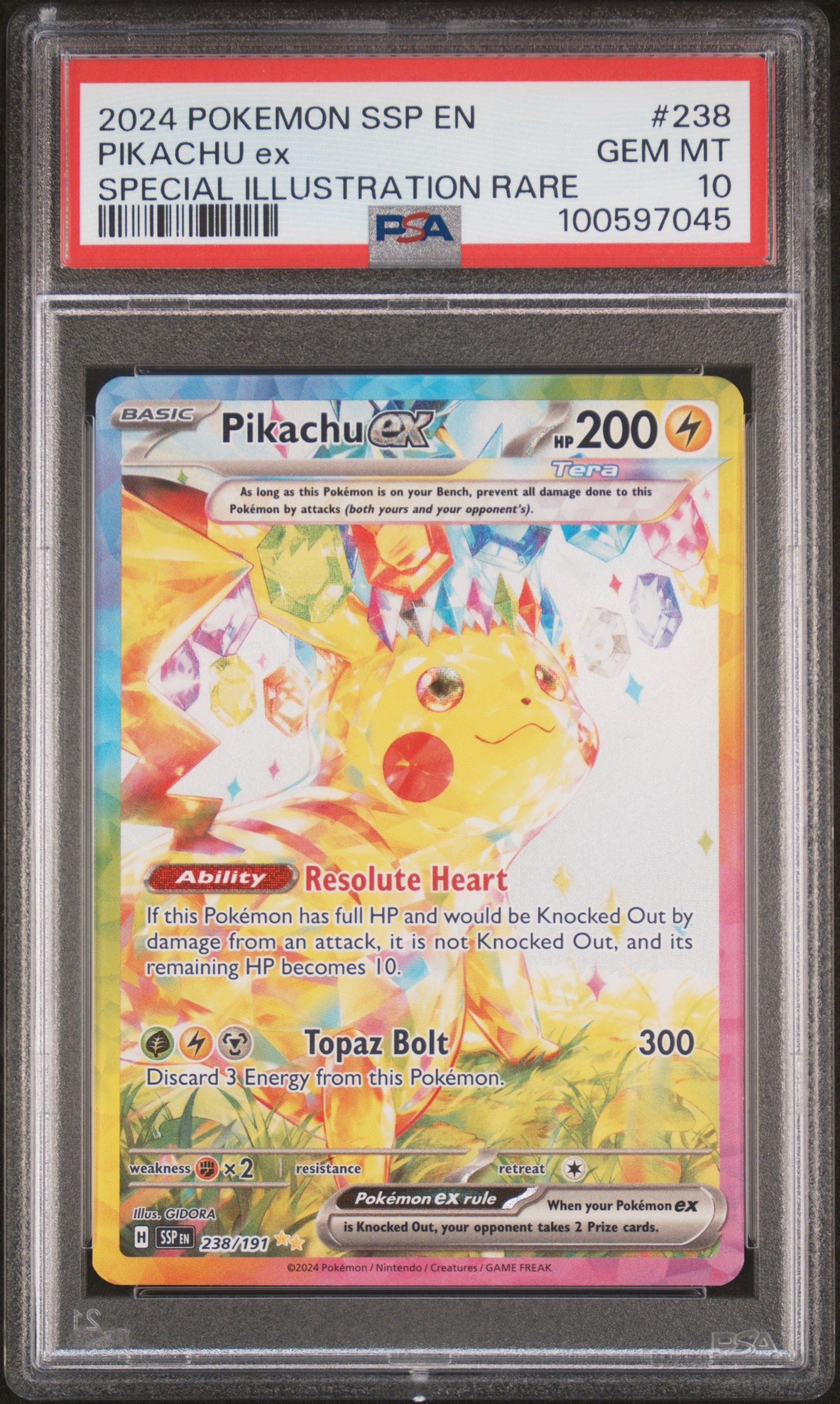 2024 Pokemon Surging Sparks #238 Pikachu Ex Special Illustration Rare PSA 10