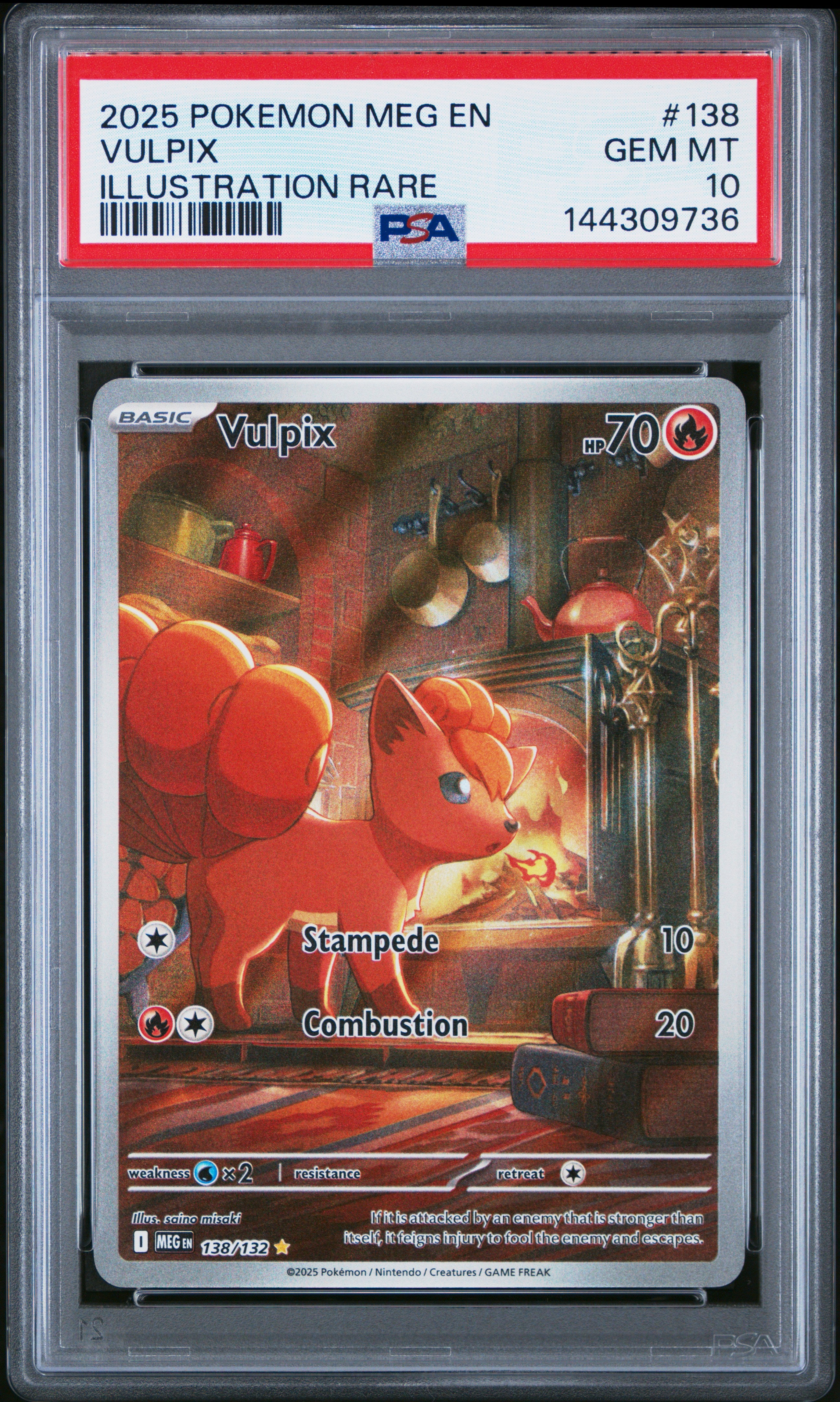 2025 Pokemon Meg En-Mega Evolution #138 Vulpix Illustration Rare PSA 10