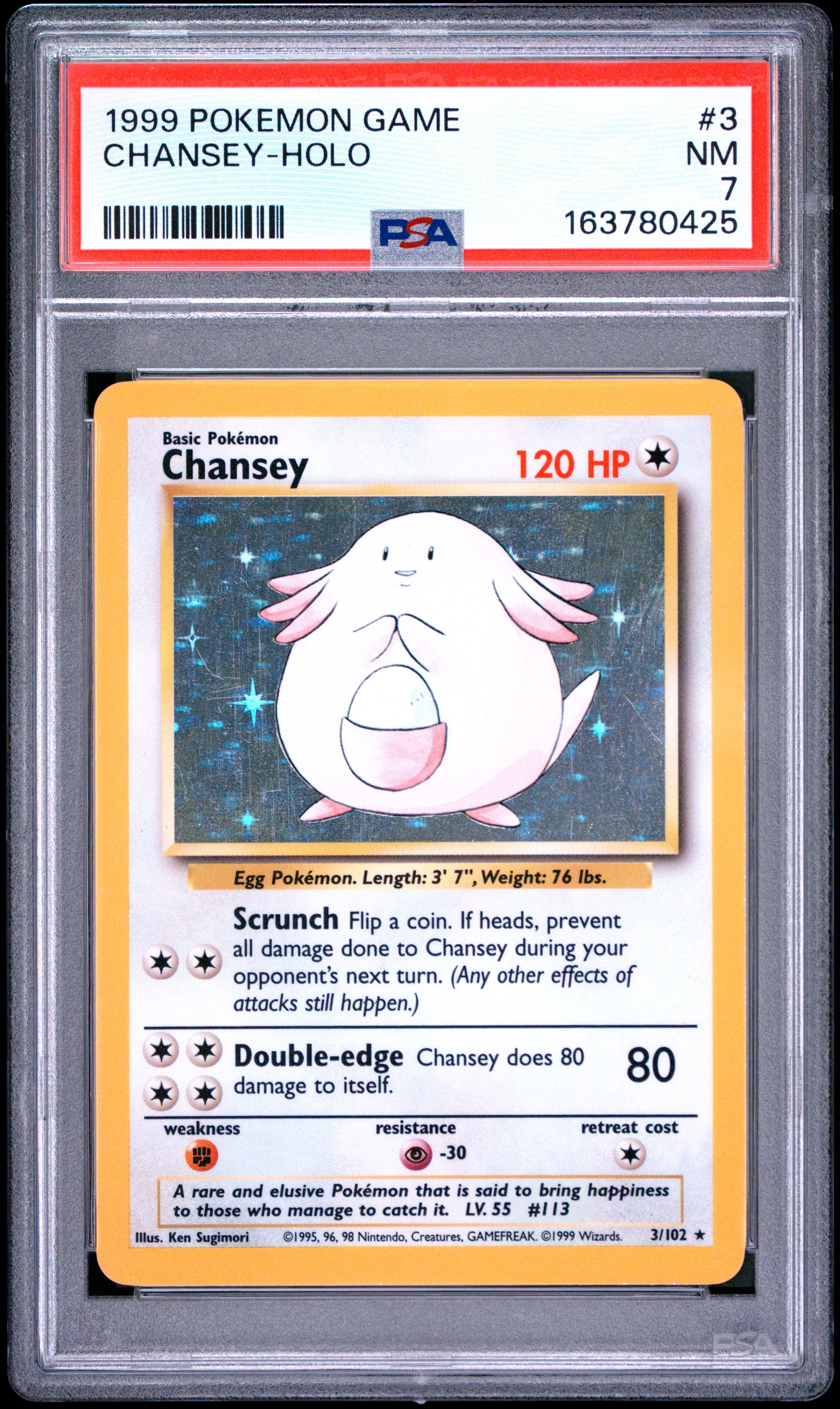 1999 Pokemon Game #3 Chansey-Holo PSA 7
