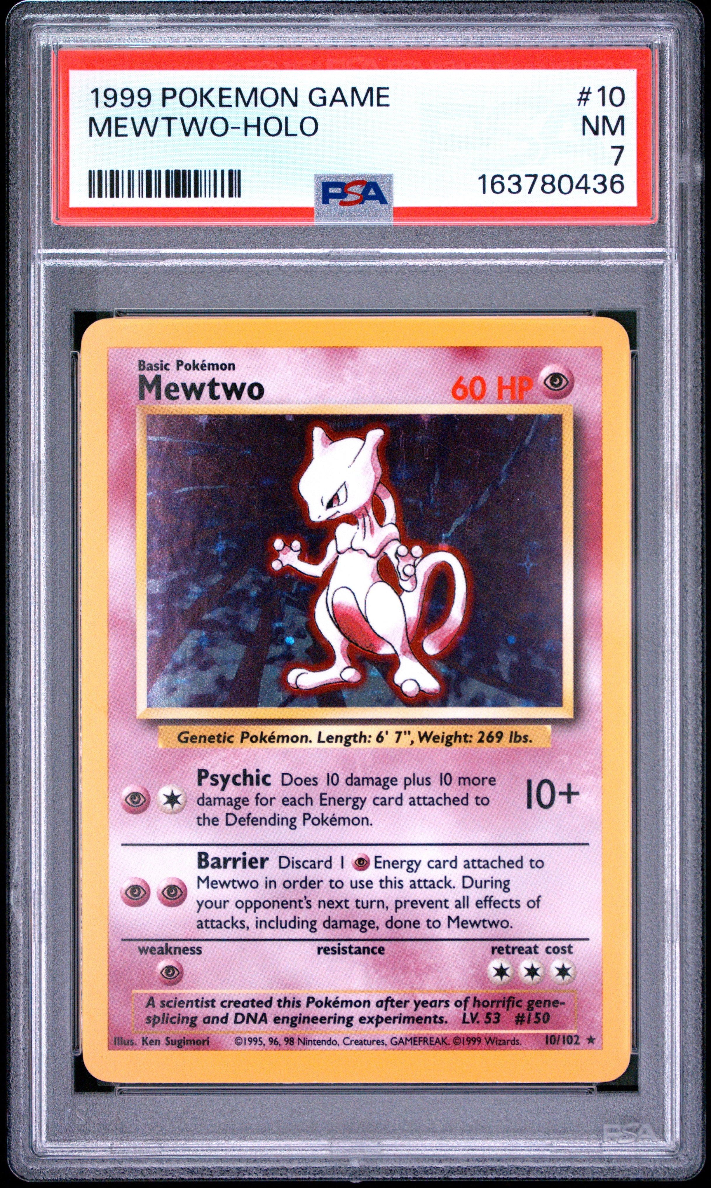 1999 Pokemon Game #10 Mewtwo-Holo PSA 7