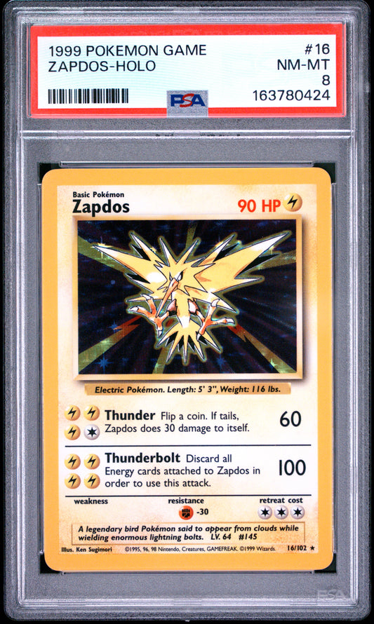 1999 Pokemon Game #16 Zapdos-Holo PSA 8