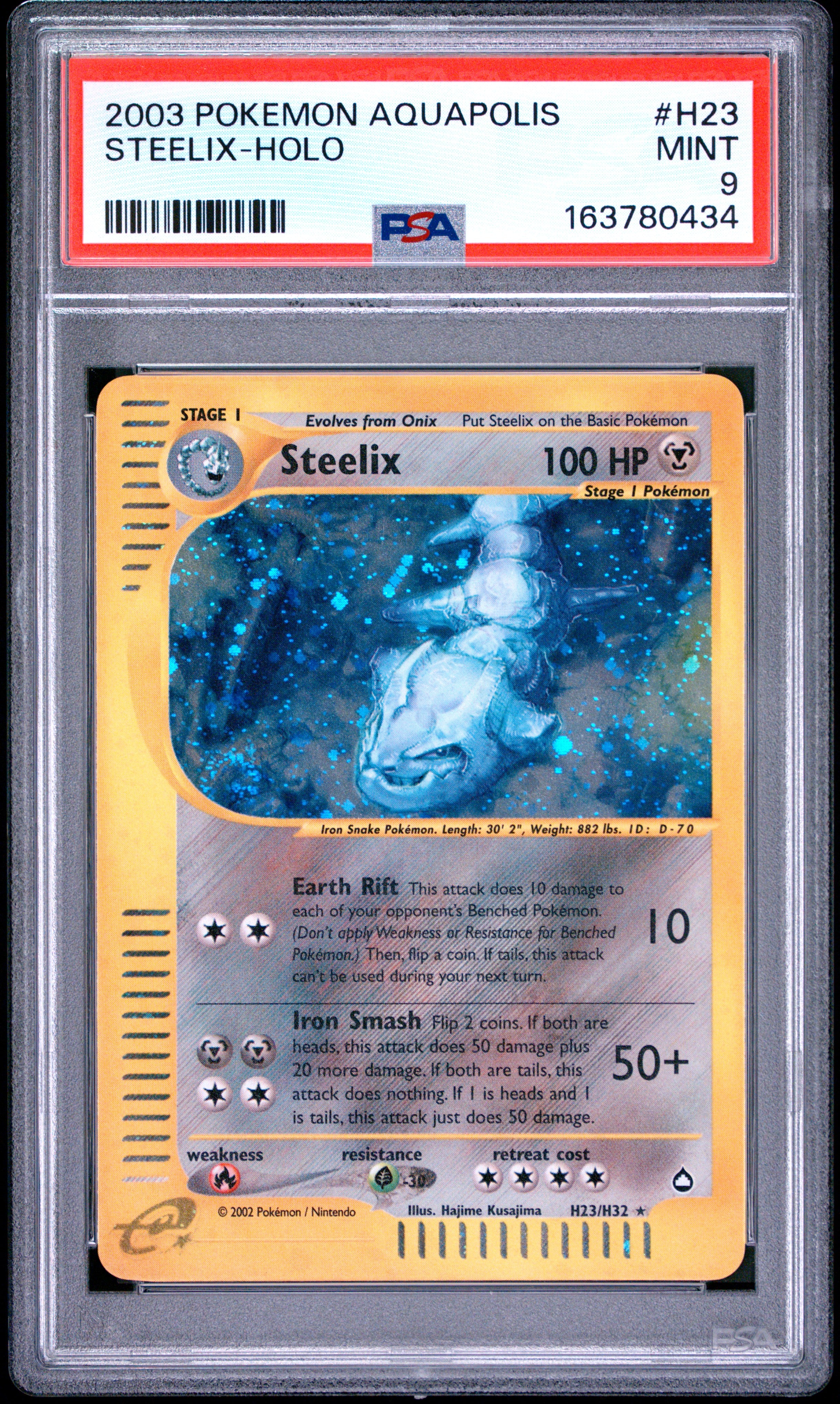 2003 Pokemon Aquapolis #H23 Steelix-Holo PSA 9