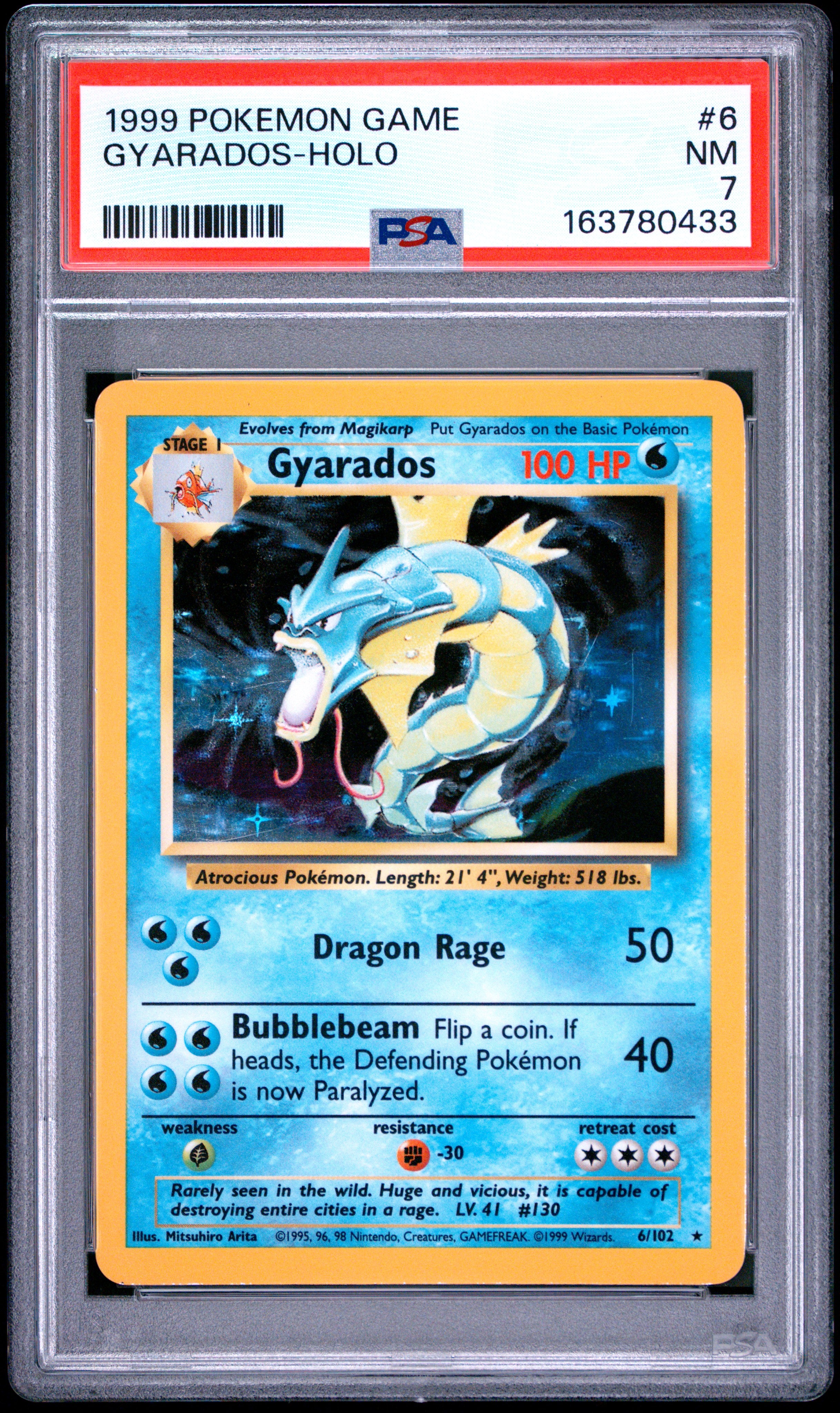 1999 Pokemon Game 6/102 Gyarados Holo PSA 7