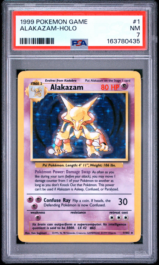 1999 Pokemon Game #1 Alakazam Holo PSA 7