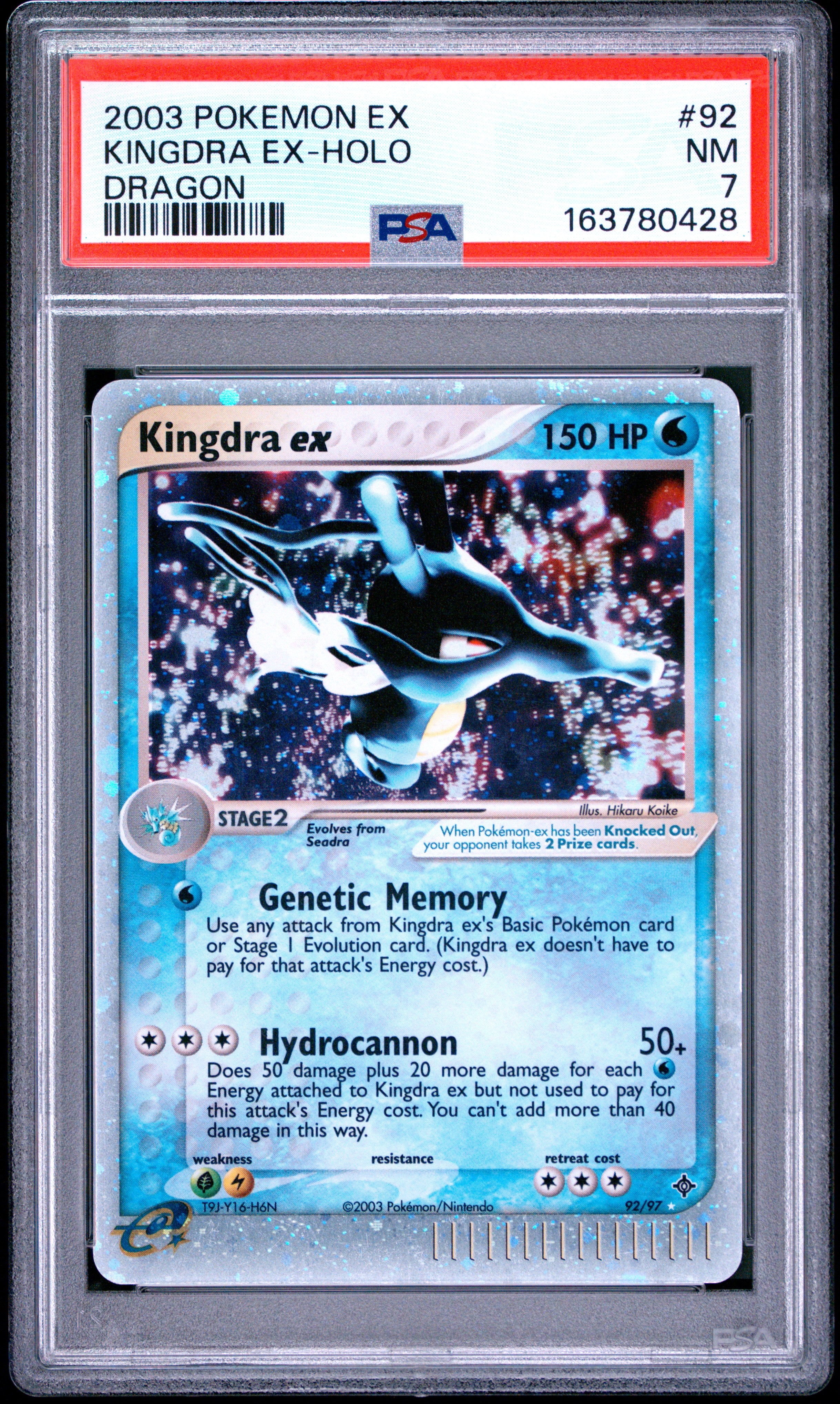 2003 Pokemon Ex Dragon #92 Kingdra Ex Holo PSA 7