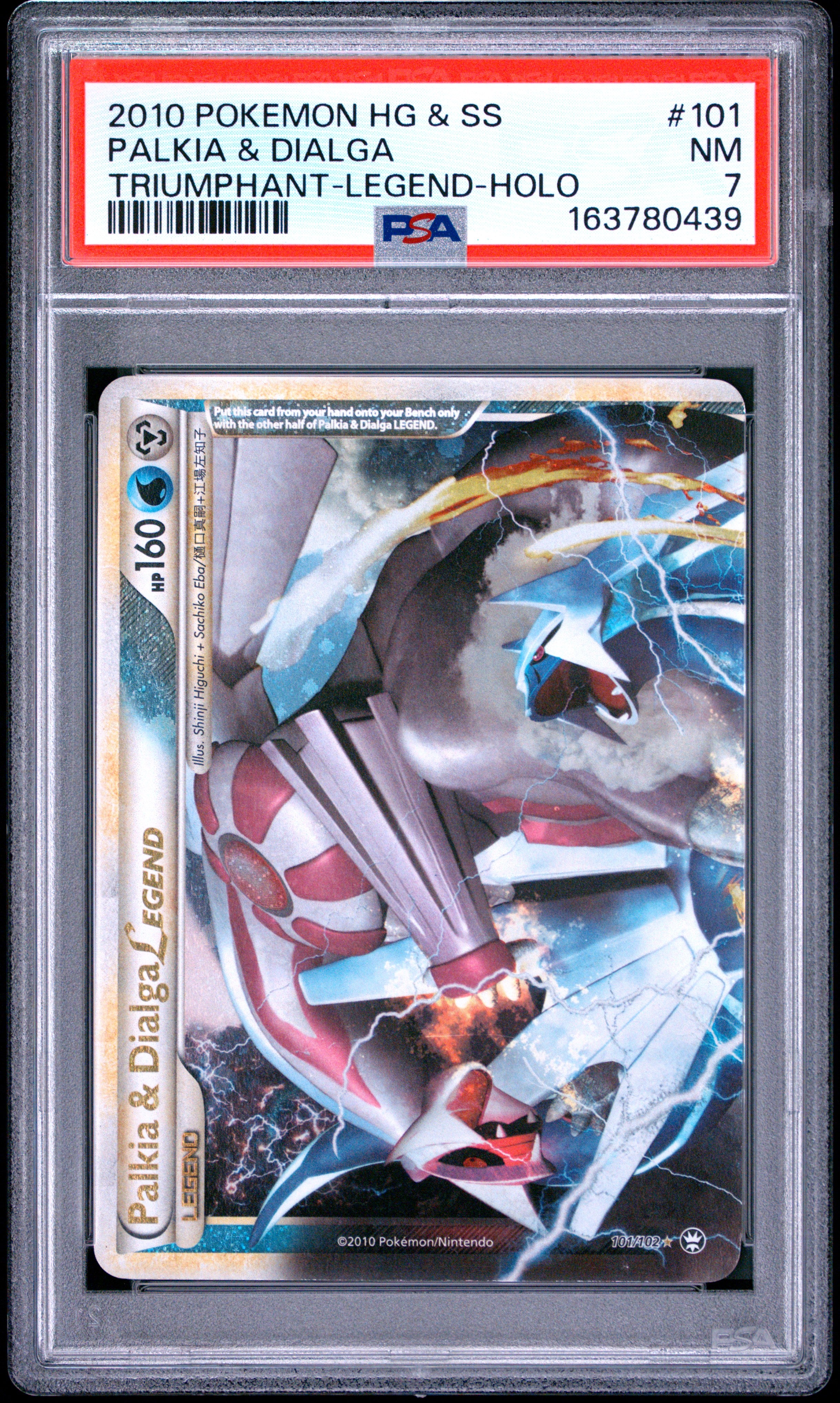 2010 Pokemon HG & SS Triumphant #101 Palkia & Dialga Legend Holo PSA 7