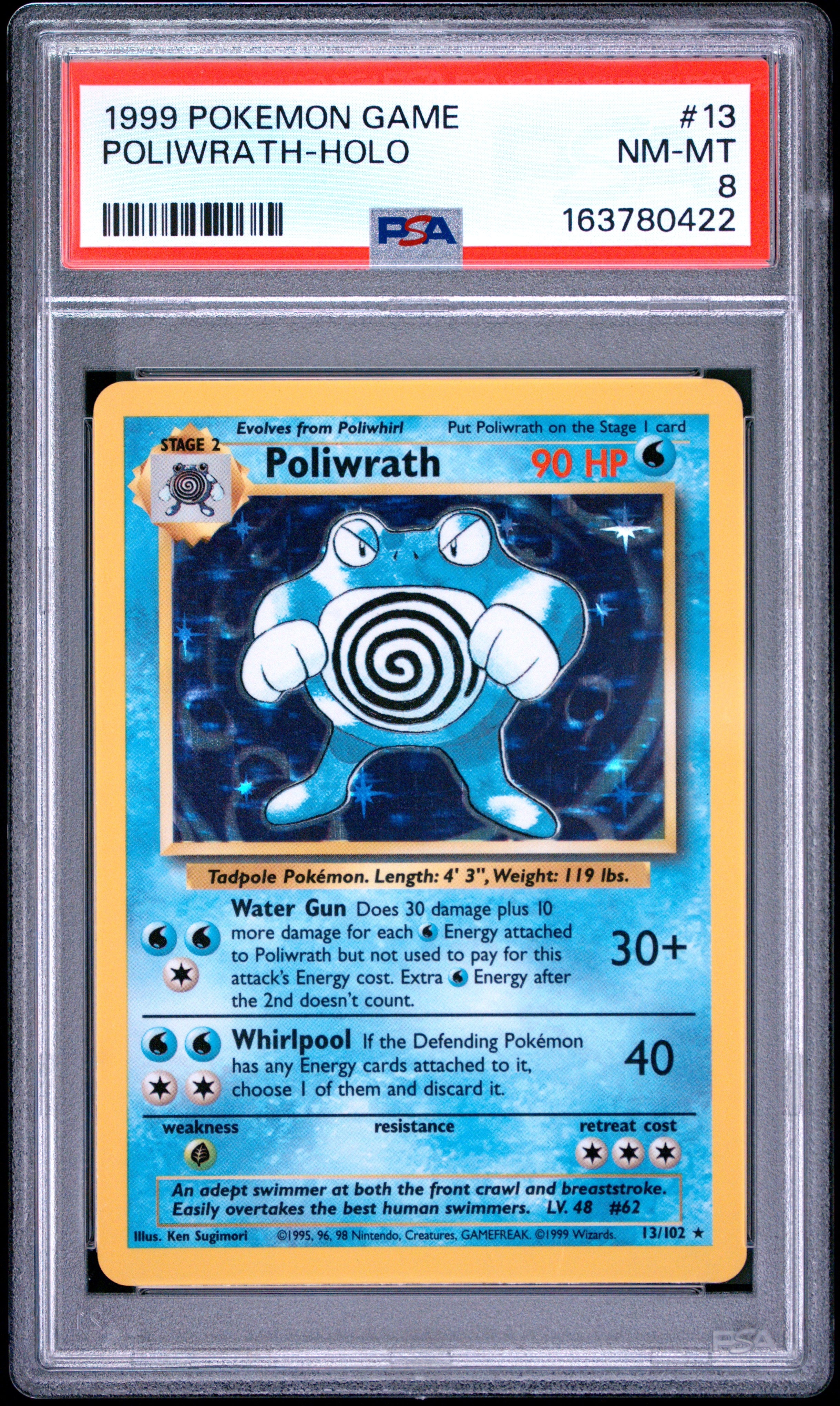 1999 Pokemon Game #13 Poliwrath-Holo PSA 8