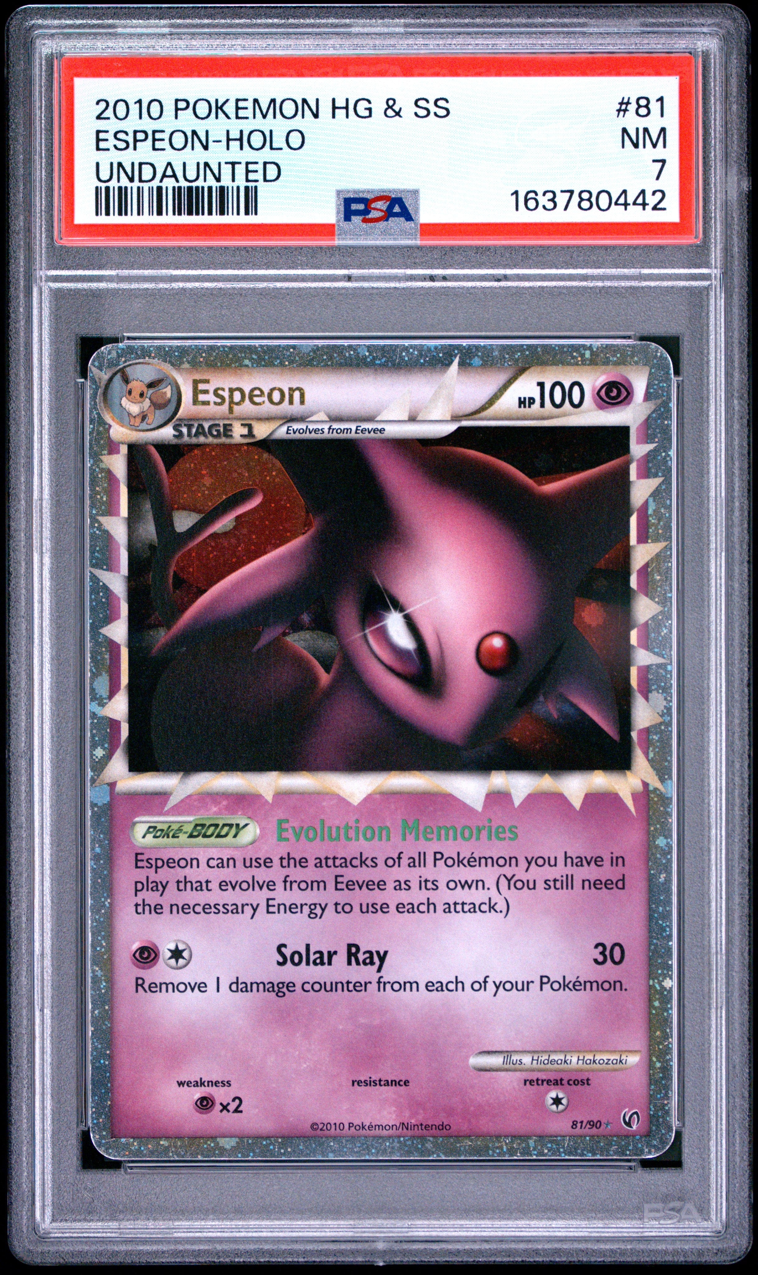 2010 Pokemon Heartgold & Soulsilver Undaunted #81 Espeon-Holo Undaunted PSA 7
