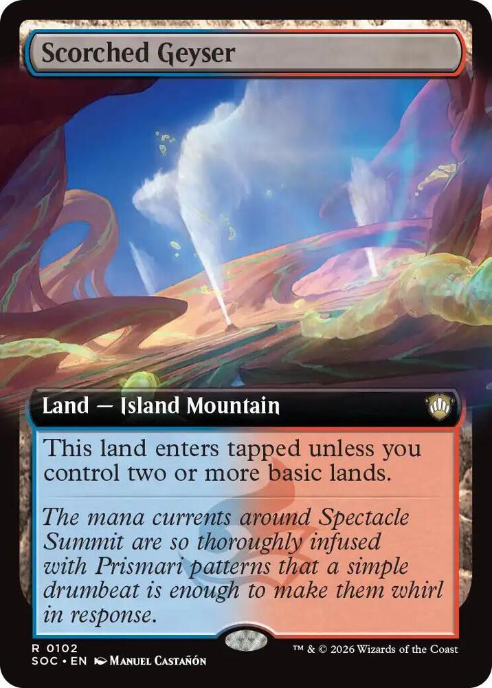 MTG Commander: Secrets of Strixhaven 102 Scorched Geyser (Extended Art) R NM