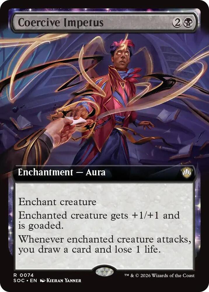 MTG Commander: Secrets of Strixhaven 74 Coercive Impetus (Extended Art) R NM