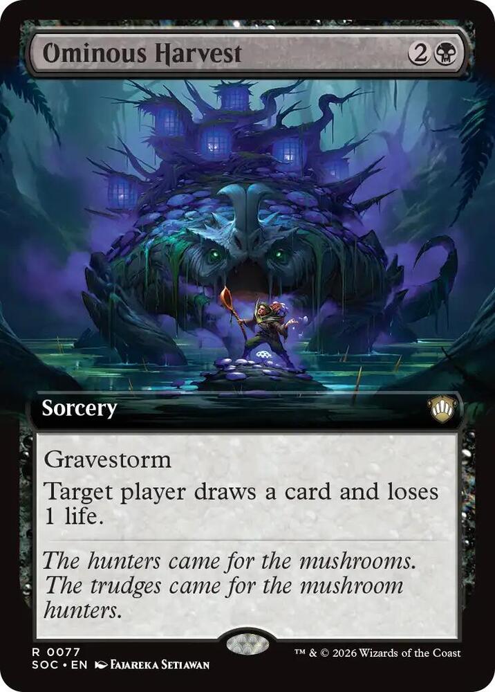 MTG Commander: Secrets of Strixhaven 77 Ominous Harvest (Extended Art) R NM