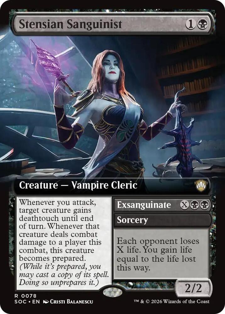 MTG Commander: Secrets of Strixhaven 78 Stensian Sanguinist (Extended Art) R NM