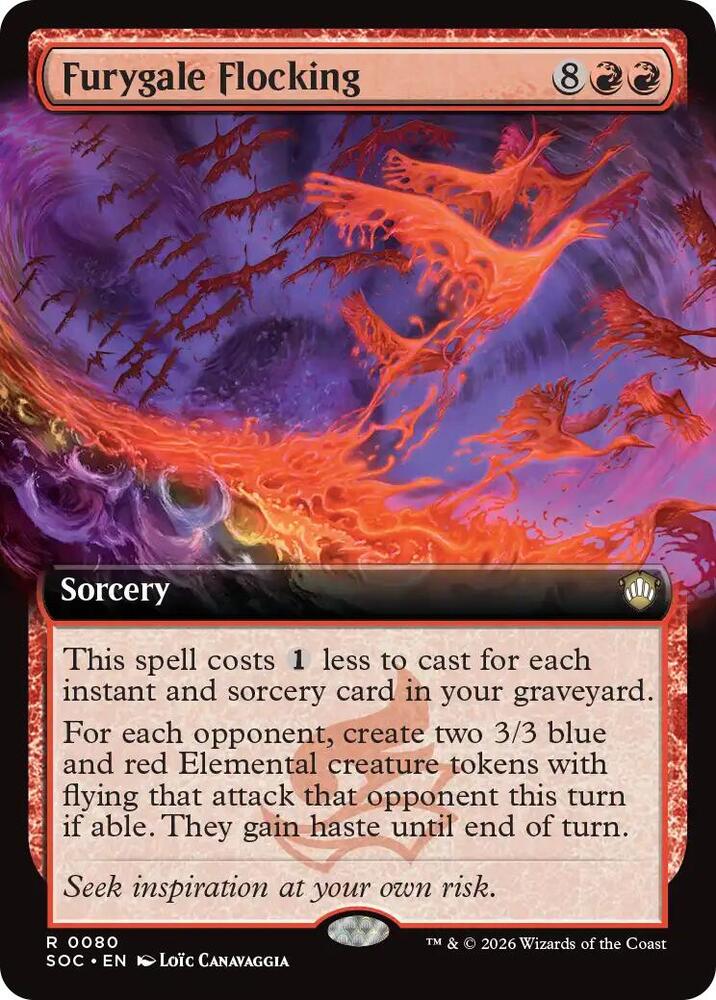 MTG Commander: Secrets of Strixhaven 80 Furygale Flocking (Extended Art) R NM