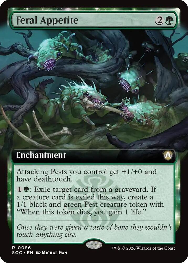 MTG Commander: Secrets of Strixhaven 86 Feral Appetite (Extended Art) R NM