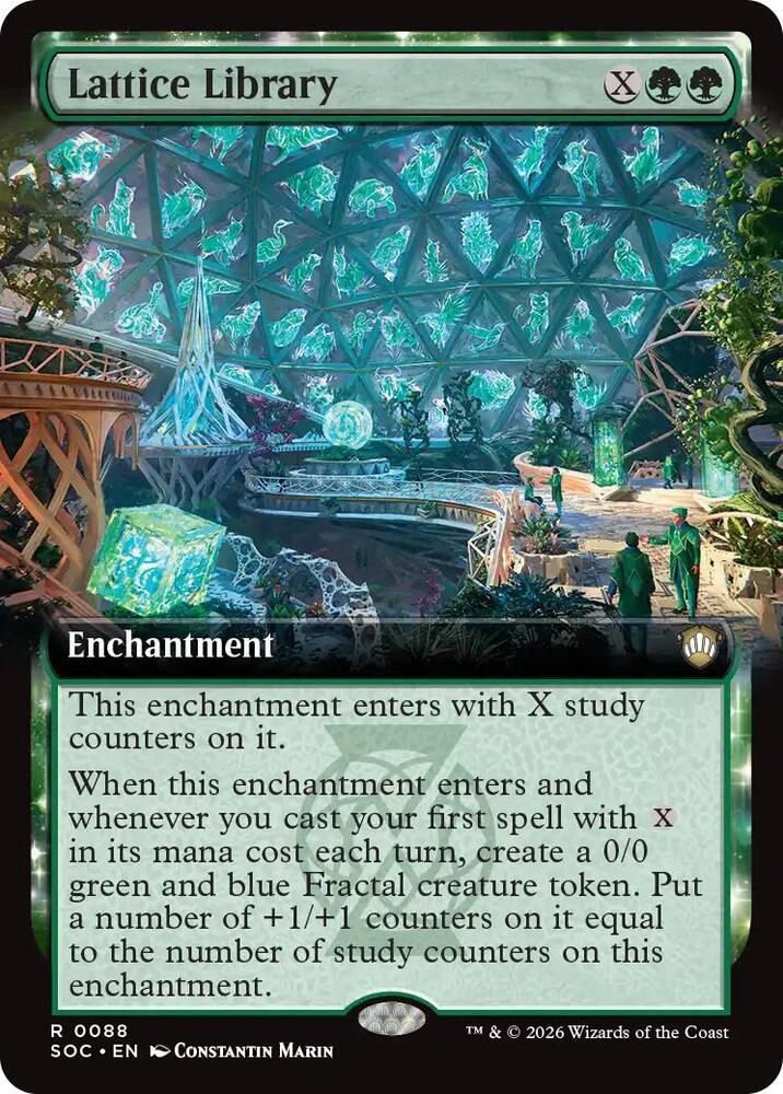 MTG Commander: Secrets of Strixhaven 88 Lattice Library (Extended Art) R NM