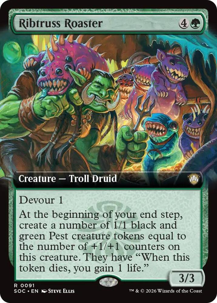 MTG Commander: Secrets of Strixhaven 91 Ribtruss Roaster (Extended Art) R NM
