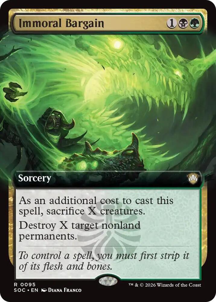 MTG Commander: Secrets of Strixhaven 95 Immoral Bargain (Extended Art) R NM