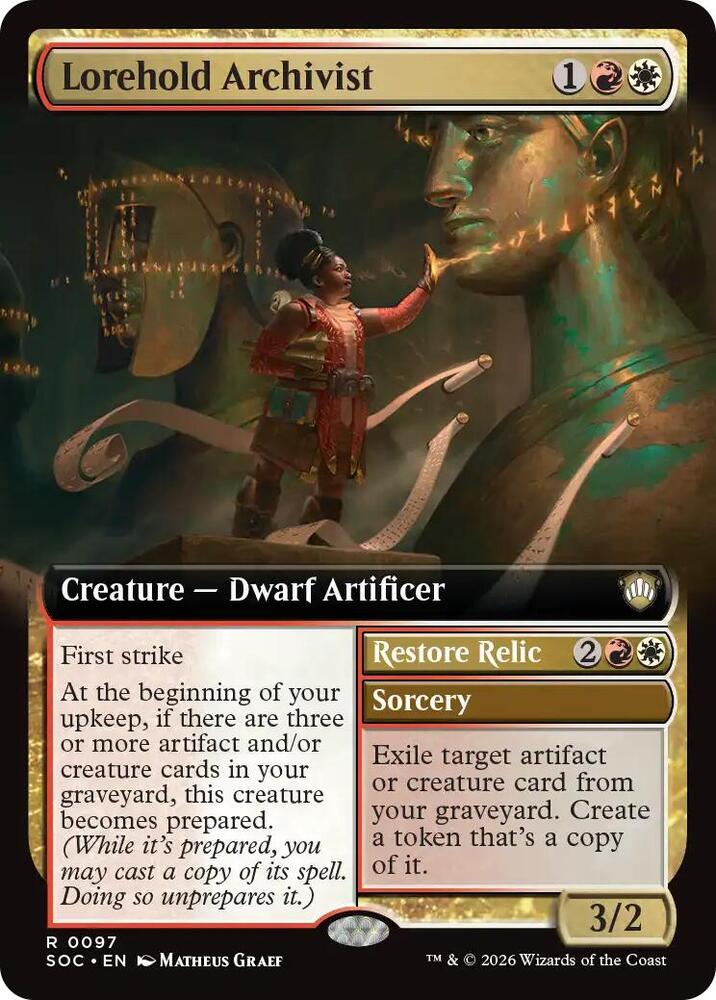 MTG Commander: Secrets of Strixhaven 97 Lorehold Archivist (Extended Art) R NM