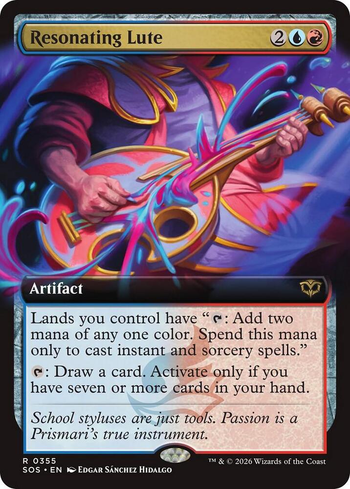 MTG Secrets of Strixhaven 355 Resonating Lute (Extended Art) R NM