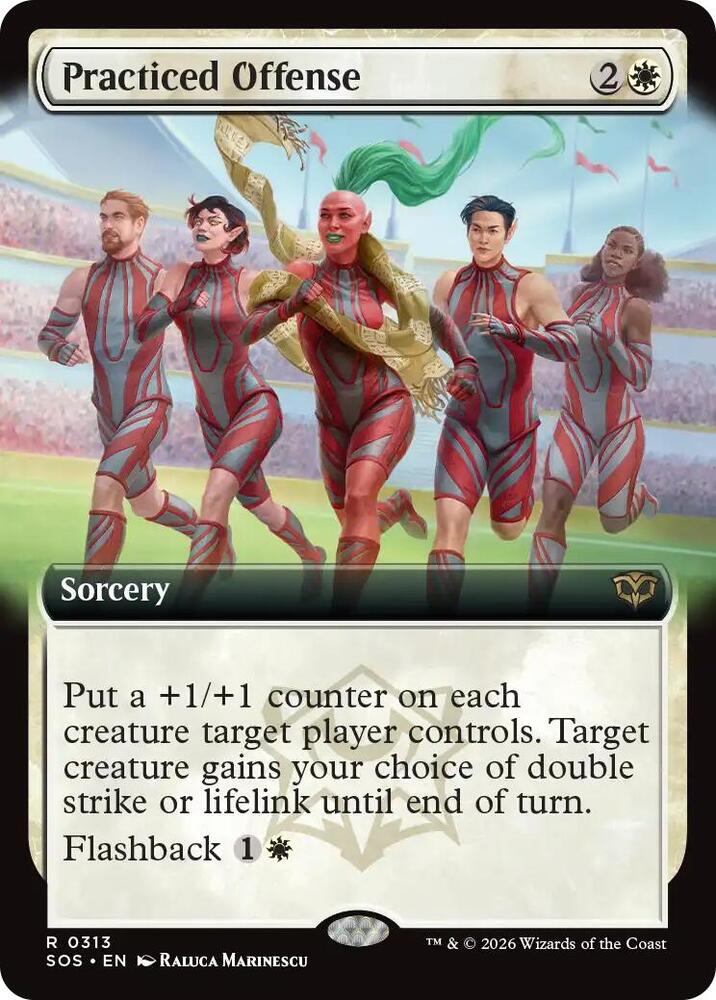 MTG Secrets of Strixhaven 313 Practiced Offense (Extended Art) R NM Foil