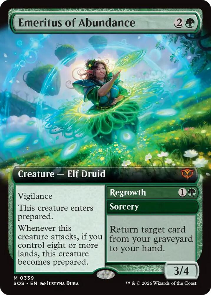 MTG Secrets of Strixhaven 339 Emeritus of Abundance (Extended Art) M NM