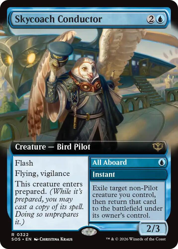 MTG Secrets of Strixhaven 322 Skycoach Conductor (Extended Art) R NM Foil