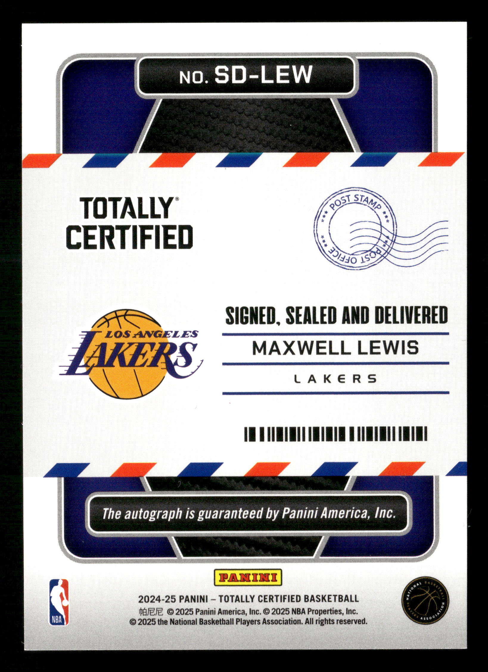 2024-25 Totally Certified Maxwell Lewis Signed, Sealed, and Delivered