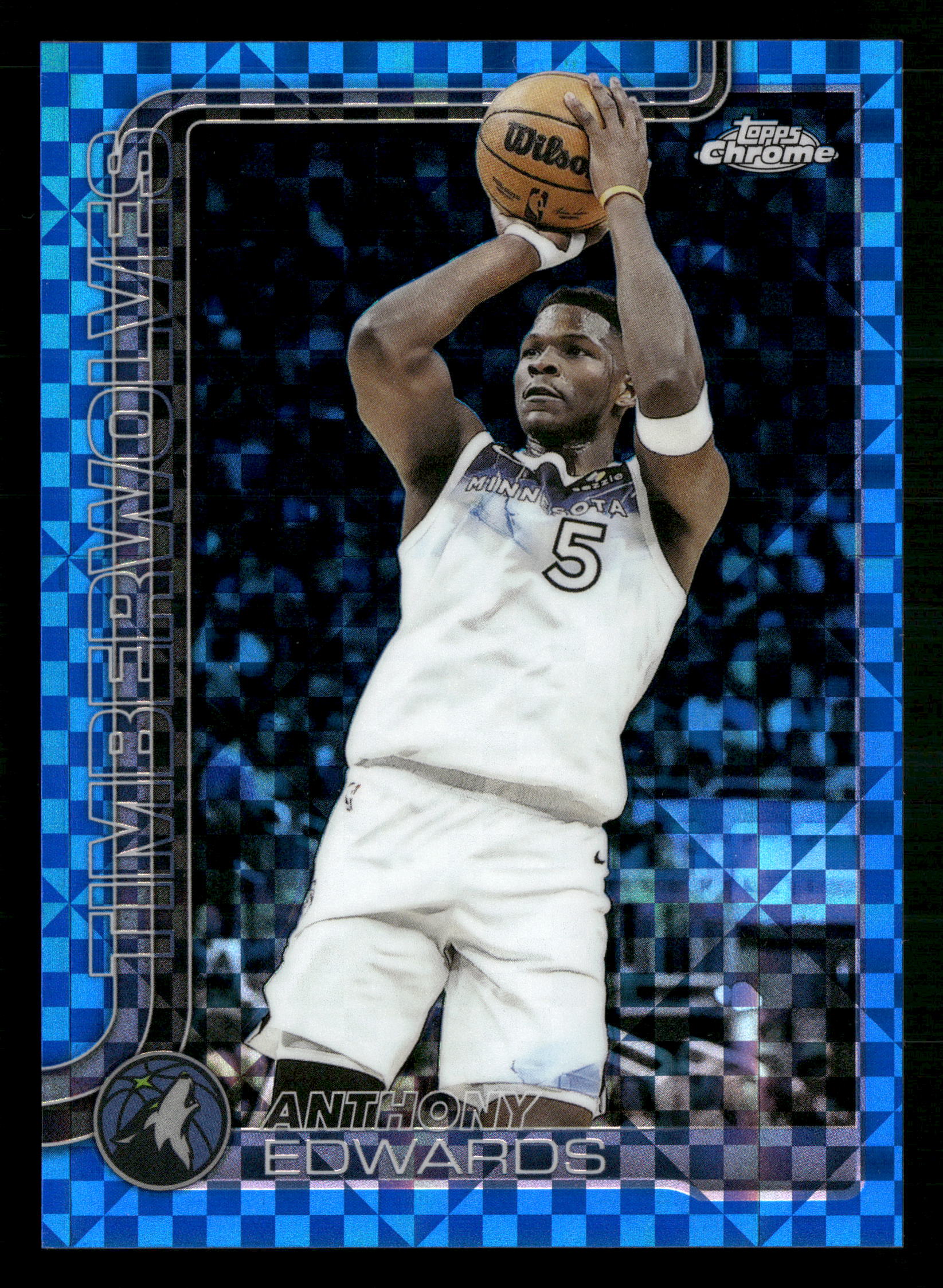 2025-26 Topps Chrome #151 Anthony Edwards Blue X-Fractor