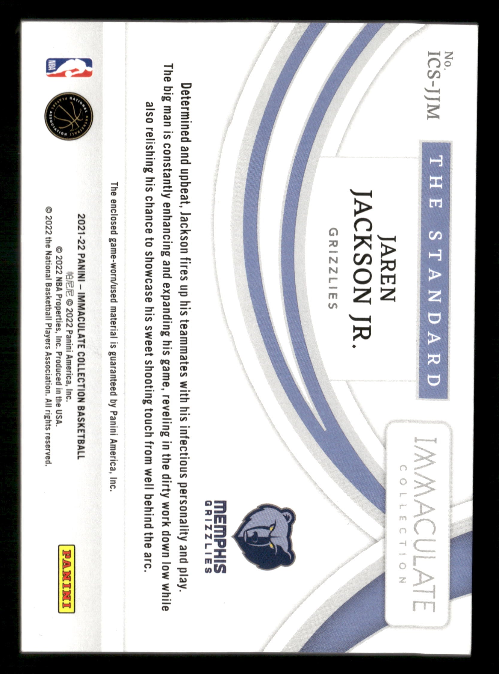 2021-22 Immaculate Collection #ICS-JJM Jaren Jackson Jr. The Standard #/99