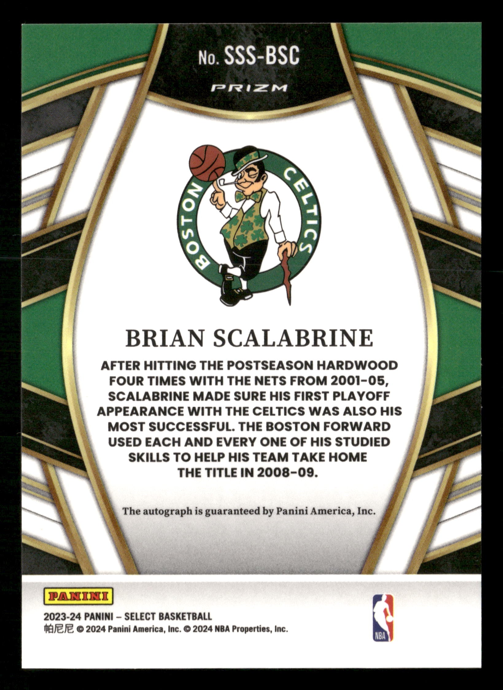 2023-24 Panini Select #SSS-BSC Brian Scalabrine Signature Selections