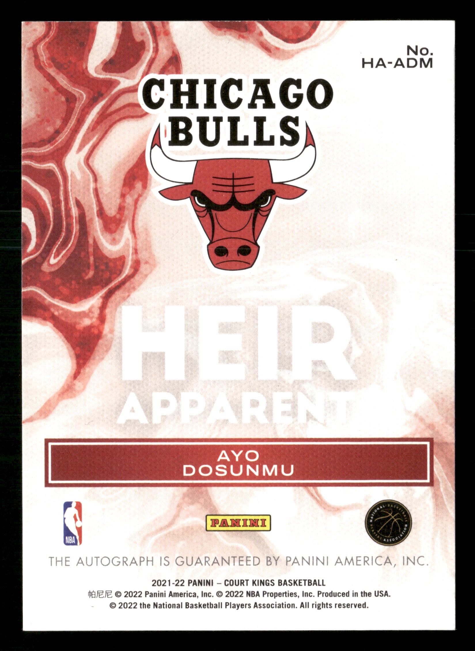 2021-22 Panini Court Kings #HA-ADM Ayo Dosunmu Heir Apparent Jade