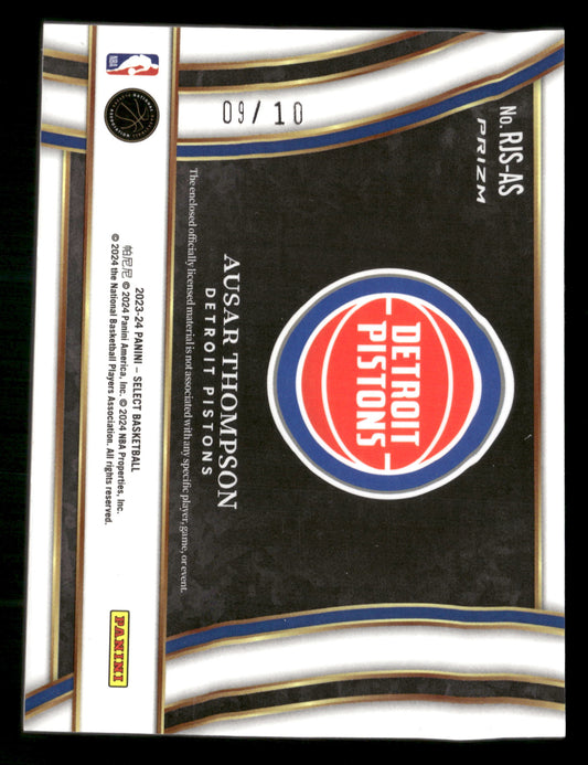 2023-24 Select #RJS-AS Ausar Thompson Jumbo Rookie Swatches Gold #/10