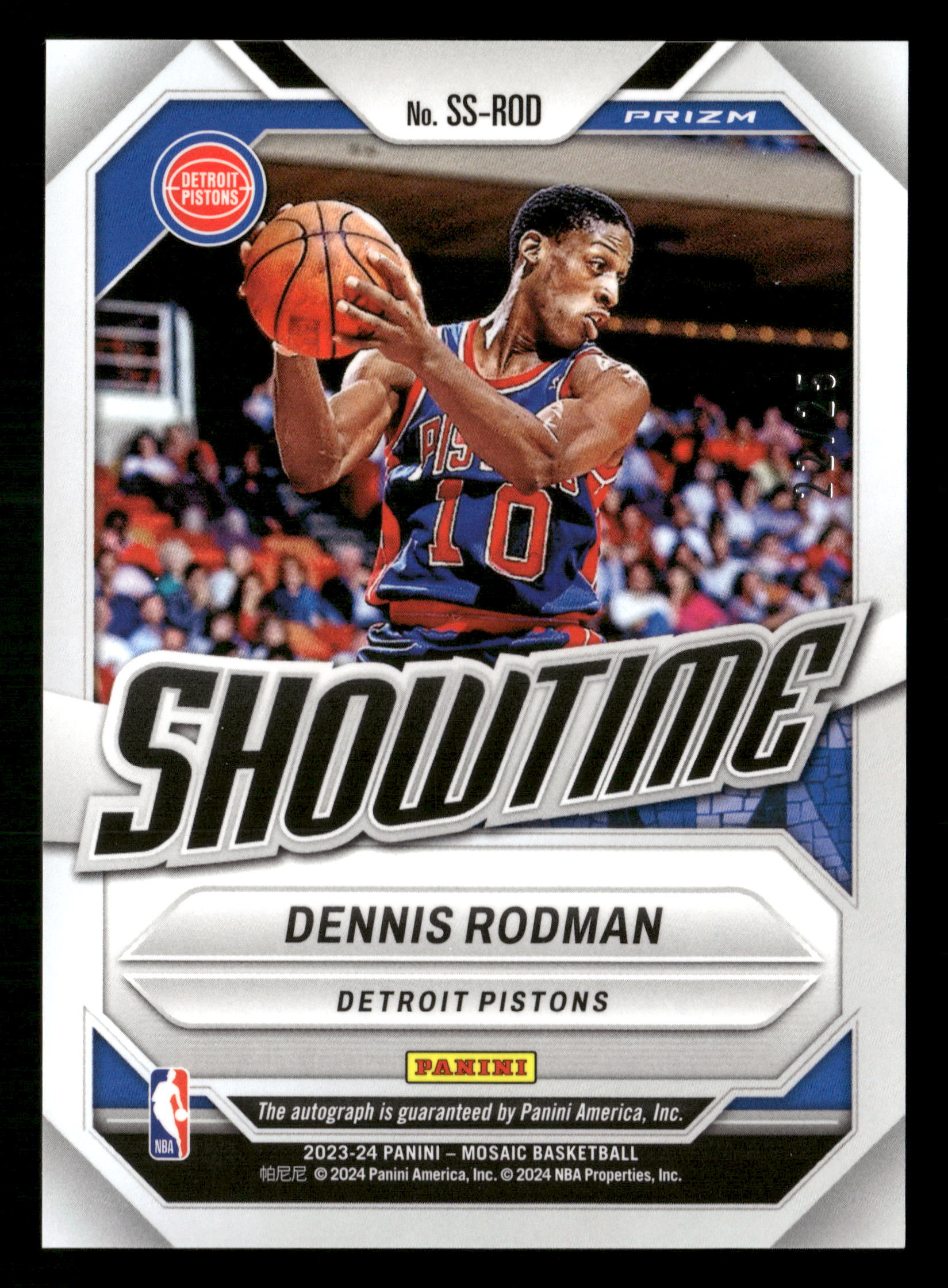 2023-24 Mosaic #SS-ROD Dennis Rodman Showtime Signatures Mosaic White #/25