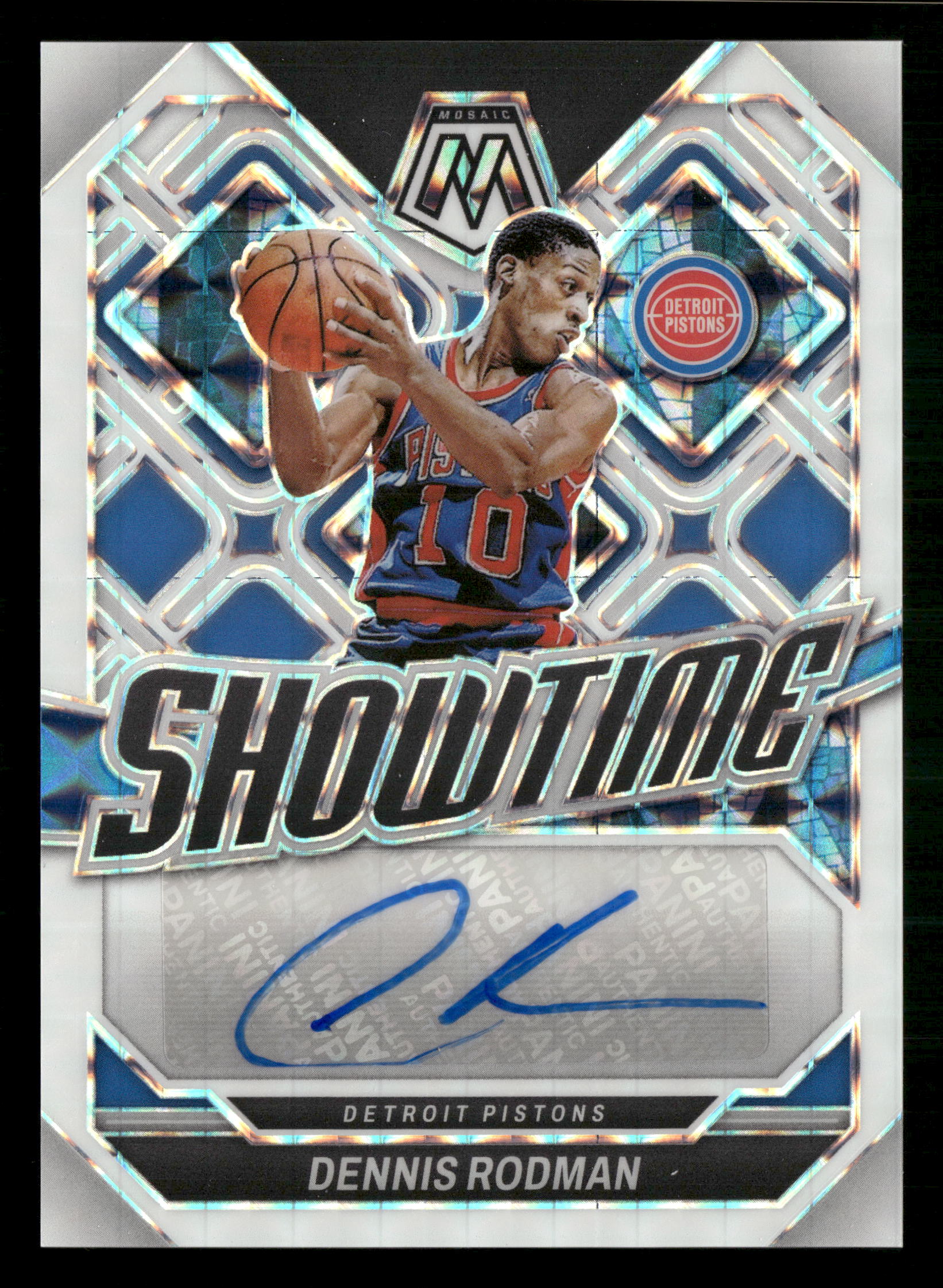 2023-24 Mosaic #SS-ROD Dennis Rodman Showtime Signatures Mosaic White #/25