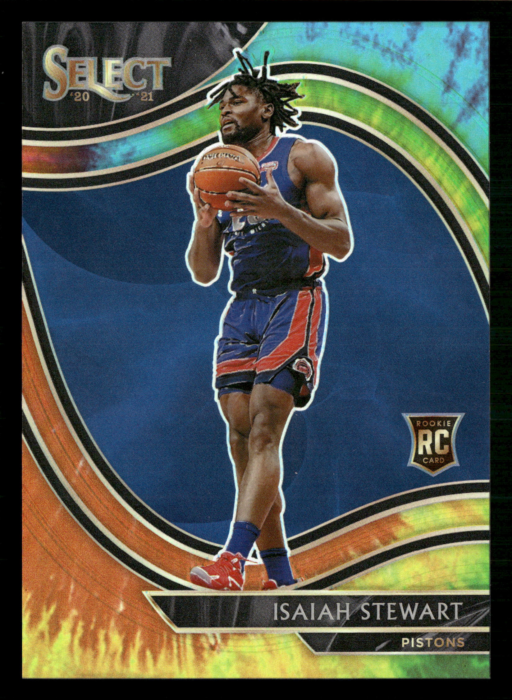 2020-21 Panini Select #285 Isaiah Stewart Tie-Dye Prizms RC #/25