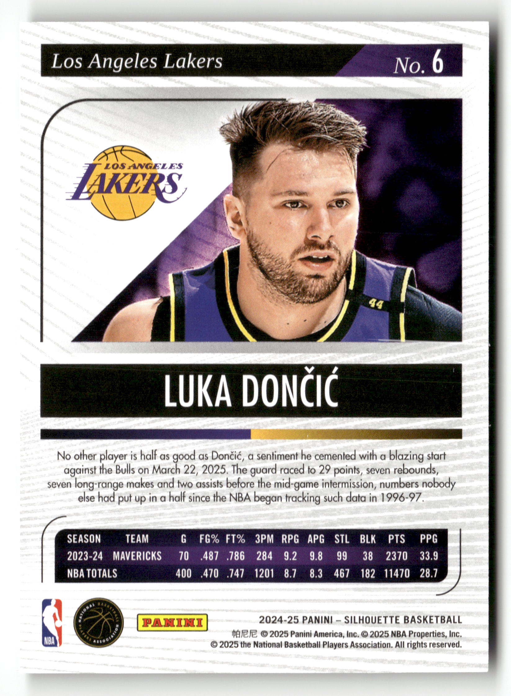2024-25 Panini Silhouette #6 Luka Doncic