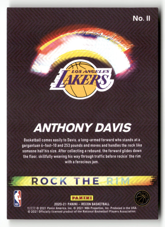 2020-21 Panini Recon #11 Anthony Davis Rock the Rim Red #/199