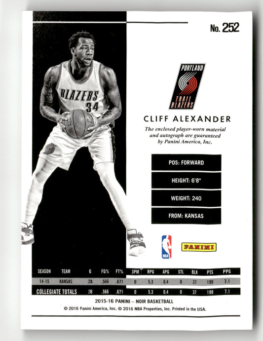 2015-16 Panini Noir #252 Cliff Alexander Patch Auto #/99
