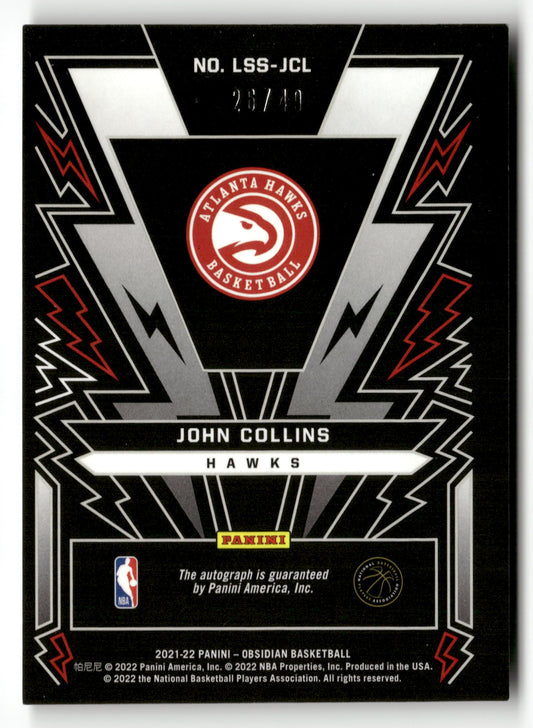 2021-22 Obsidian John Collins Lightning Strike Signatures EE Purple #/49