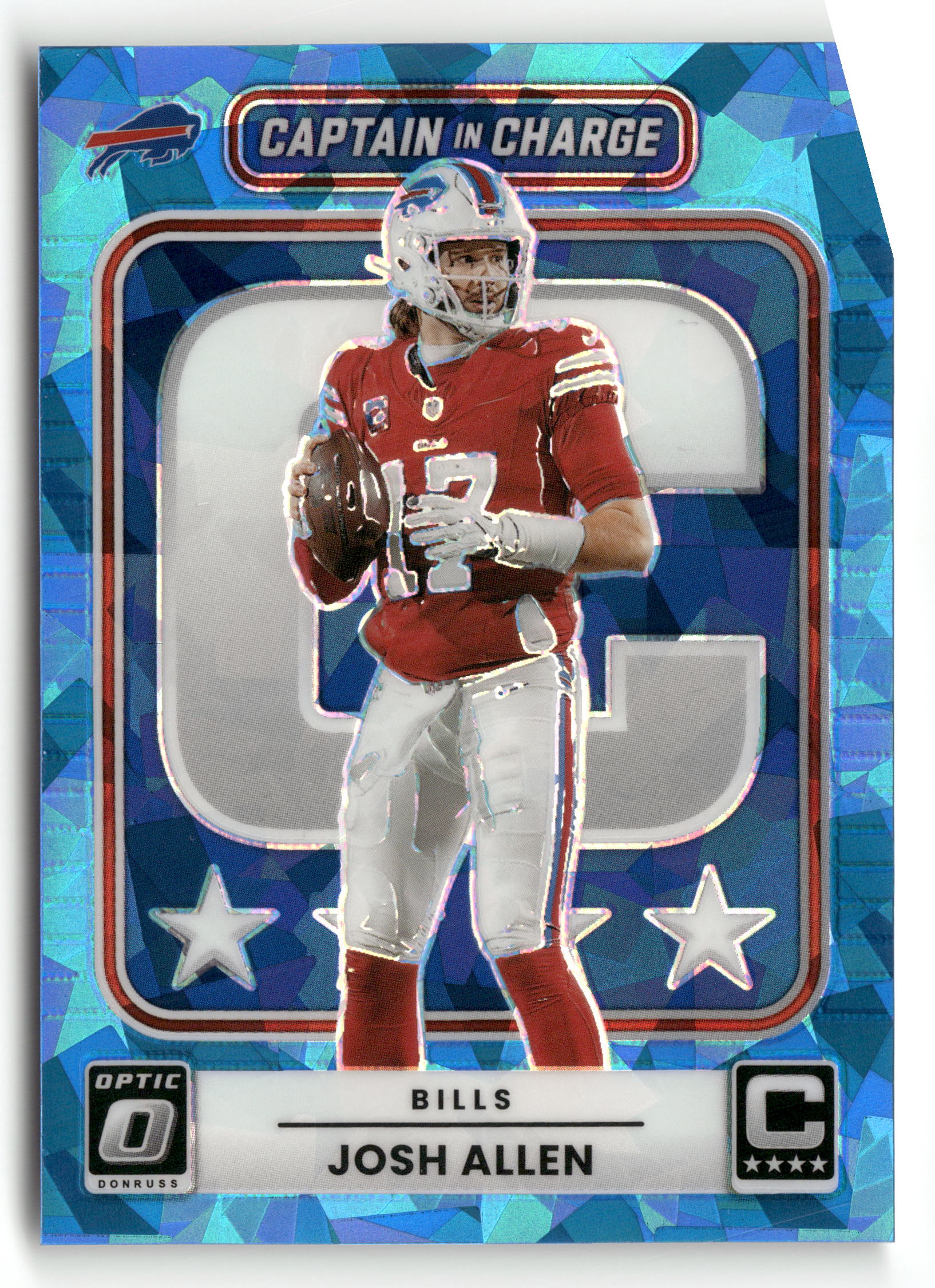 2025 Donruss Optic #3 Josh Allen Captain in Charge /55 Blue Cracked Ice