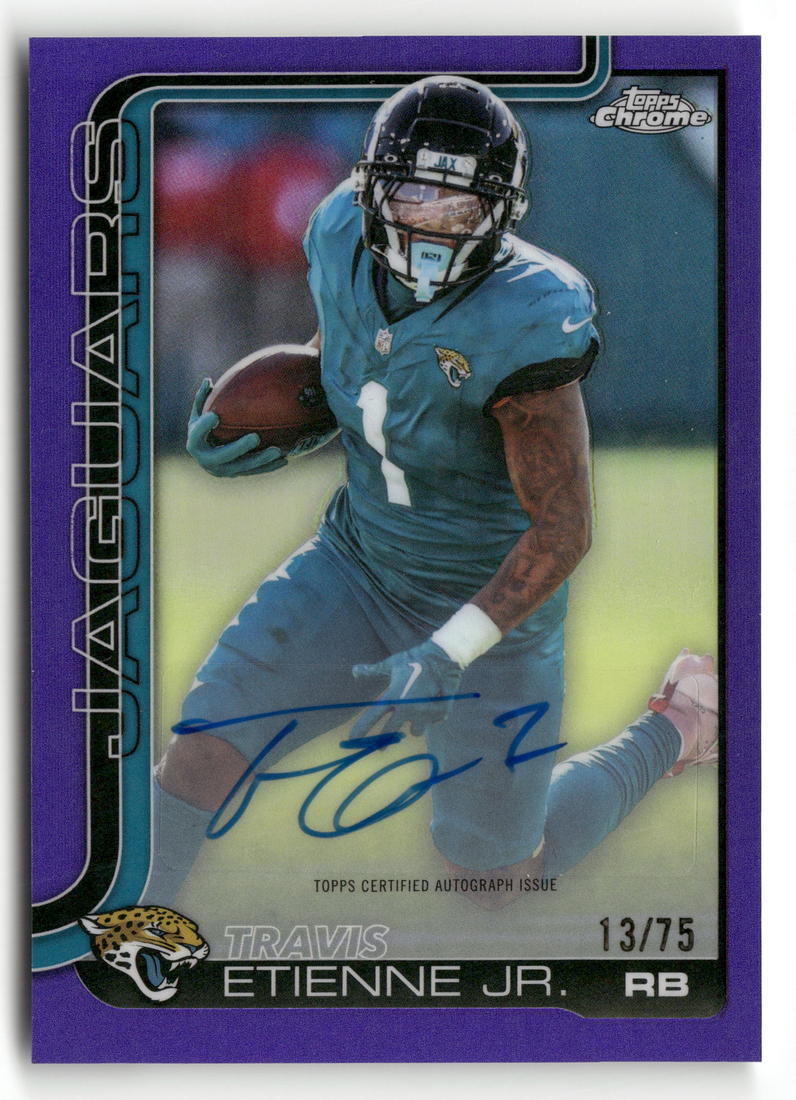 2025 Topps Chrome #BA-TE Travis Etienne Jr. Chrome Autographs Purple #/75