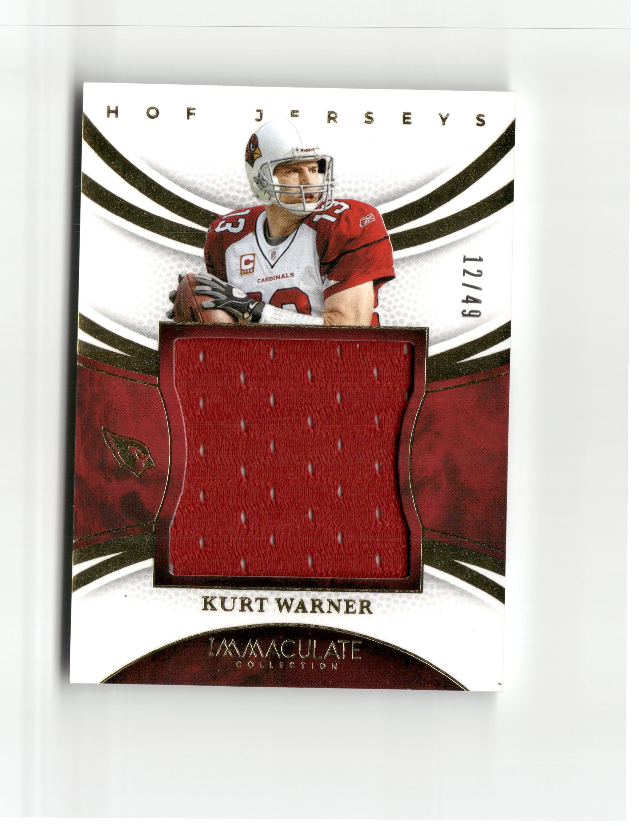 2018 Panini Immaculate Collection #HOF-17 Kurt Warner HOF Jerseys #/49