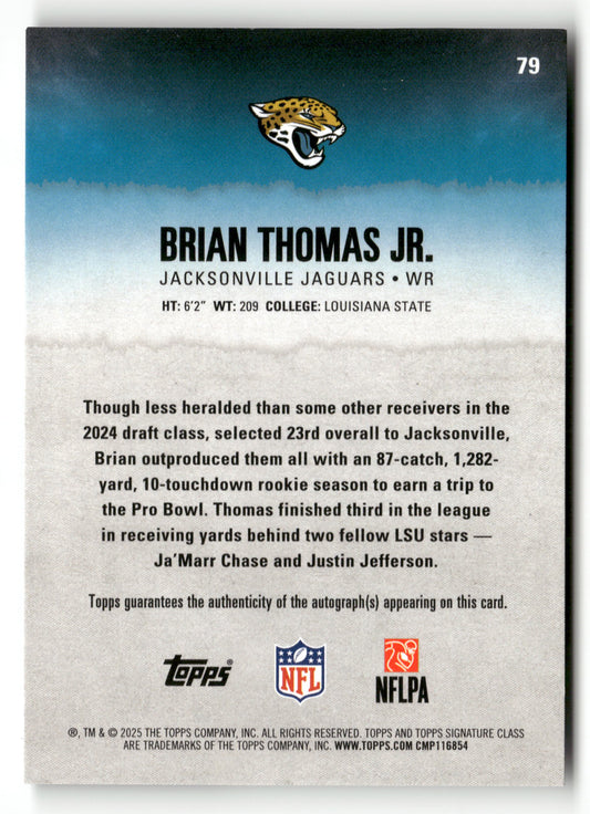 2025 Topps Signature Class #79 Brian Thomas Jr. Autographs Orange #/50