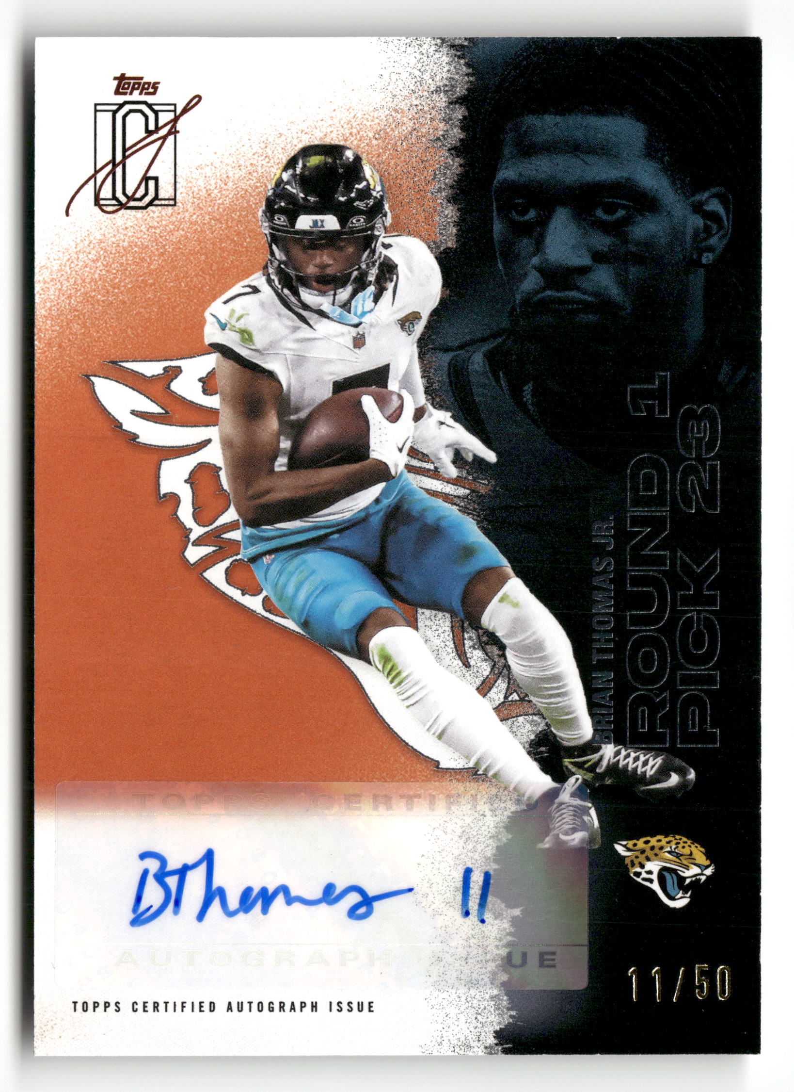 2025 Topps Signature Class #79 Brian Thomas Jr. Autographs Orange #/50