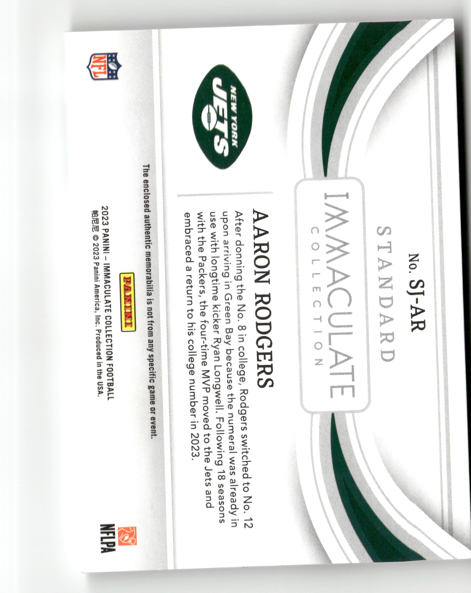 2023 Panini Immaculate Collection #SJ-AR Aaron Rodgers Standard /49