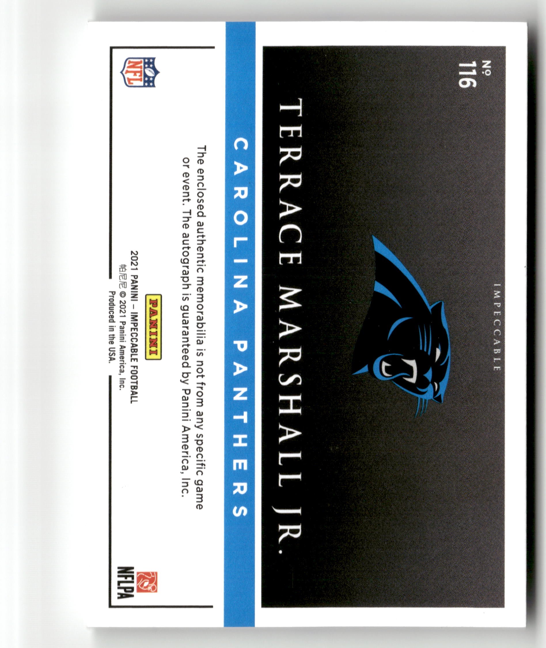 2021 Panini Impeccable #116 Terrace Marshall Jr. #/75
