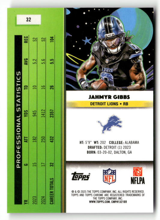 2025 Topps Chrome Cosmic #32 Jahmyr Gibbs