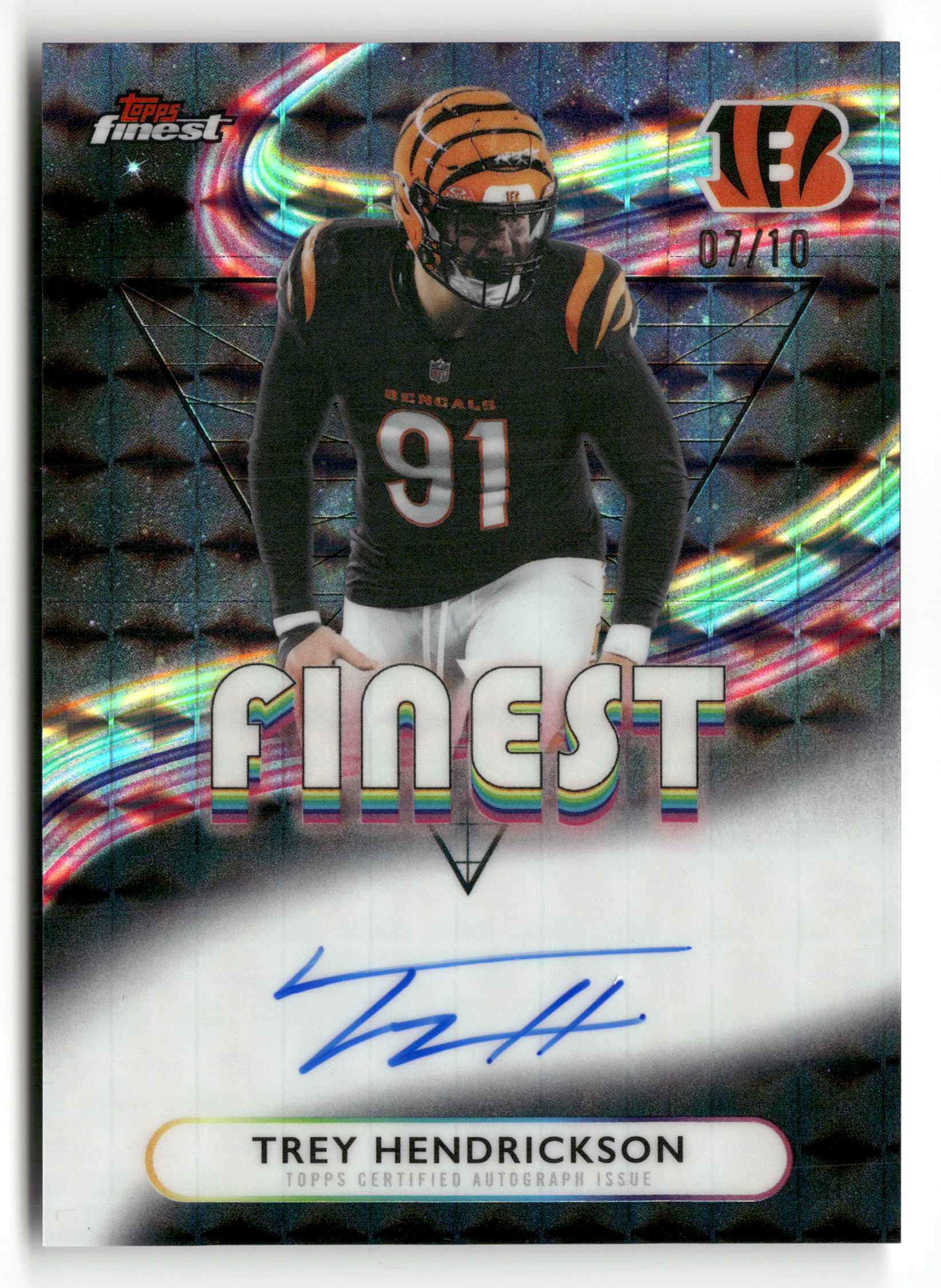 2025 Finest #FA-TH Trey Hendrickson Finest Autographs Black Geometric /10