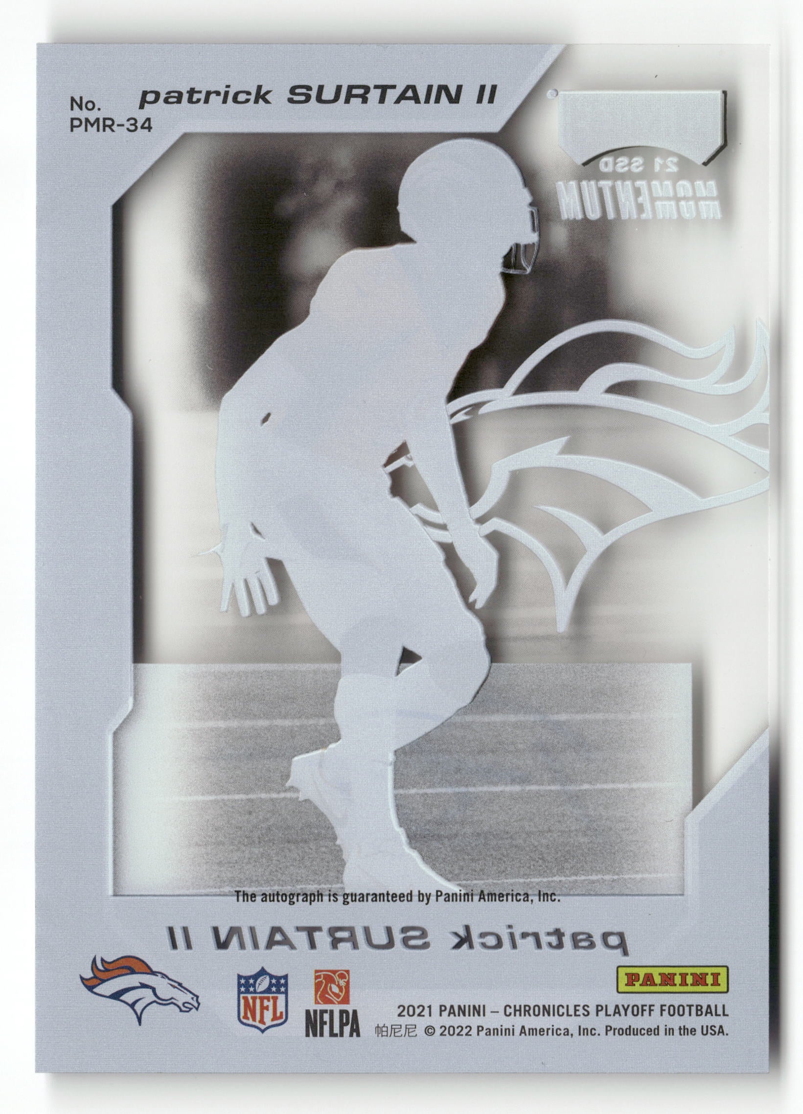 2021 Panini Chronicles #PMR-34 Patrick Surtain II Playoff Momentum Rookies
